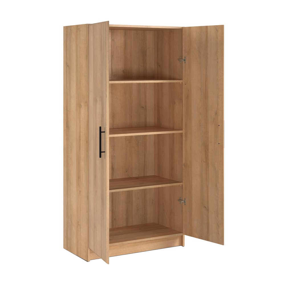 Elite 32 inch Storage Cabinet, 16" D x 32" W x 65" H, Oak. Picture 10
