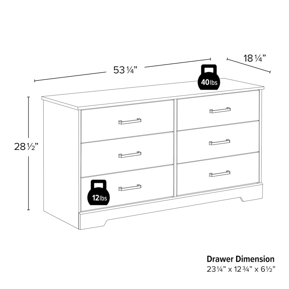 Chest, Wooden Bedroom Dresser with 6 Storage Drawers, 18.25in x 53.25in x 28.5in. Picture 4