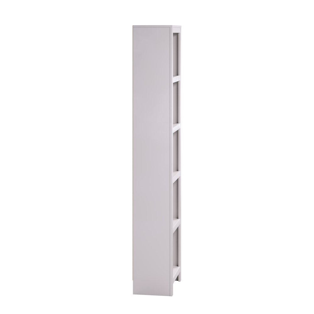 Moda 80" Tall 5-Tier Narrow Bookcase in White with 5 Shelves. Picture 3