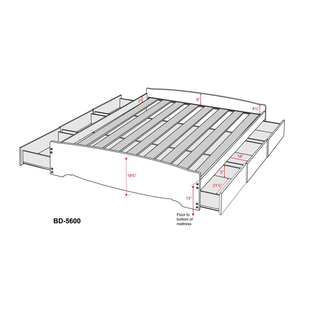 White Full Mate’s Platform Storage Bed with 6 Drawers. Picture 5