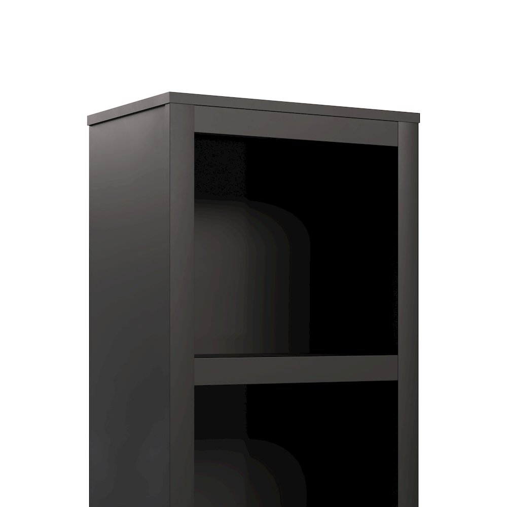 Moda 80" Tall 5-Tier Narrow Bookcase in Black with 5 Shelves. Picture 2
