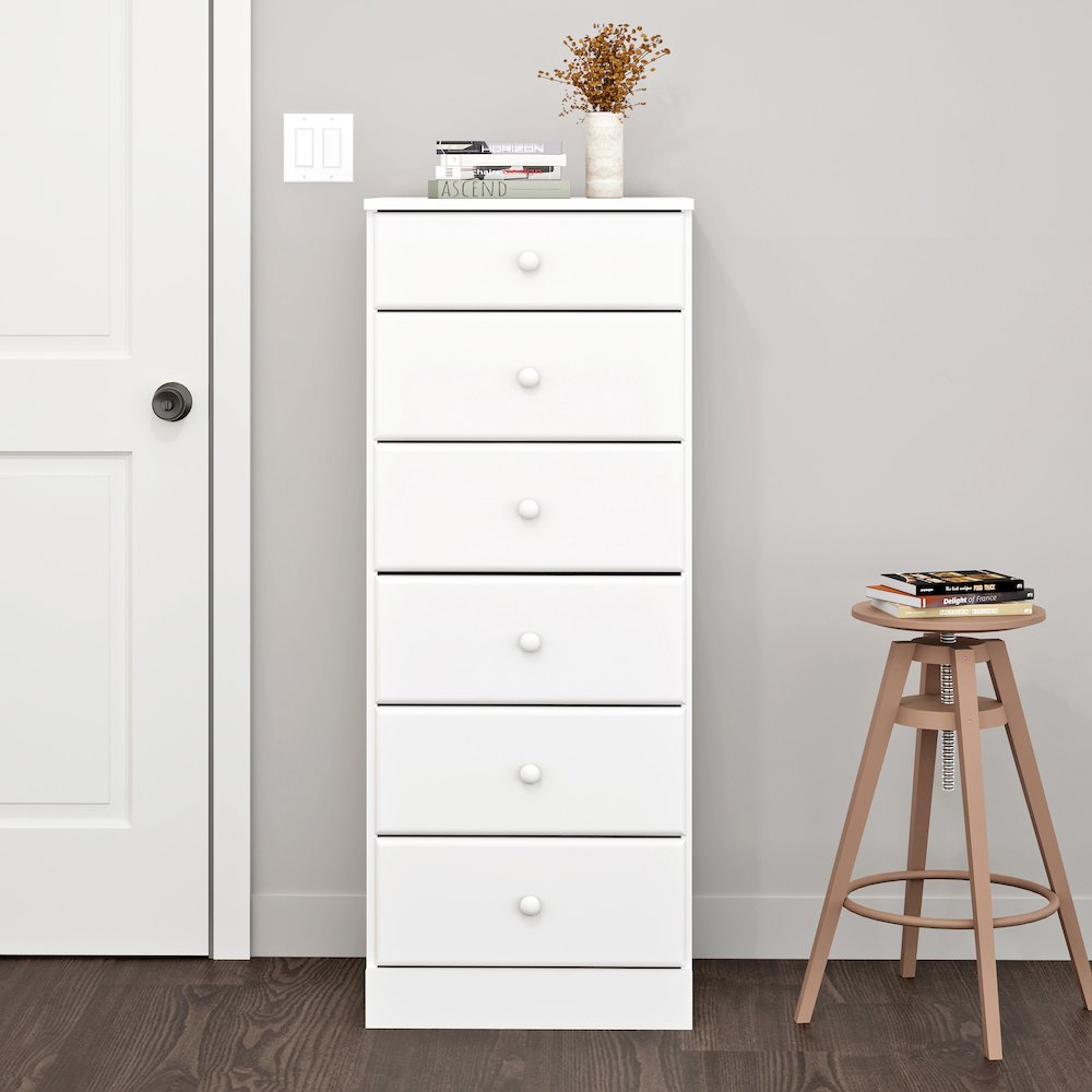 Astrid 6-Drawer Tall Chest, White. Picture 5