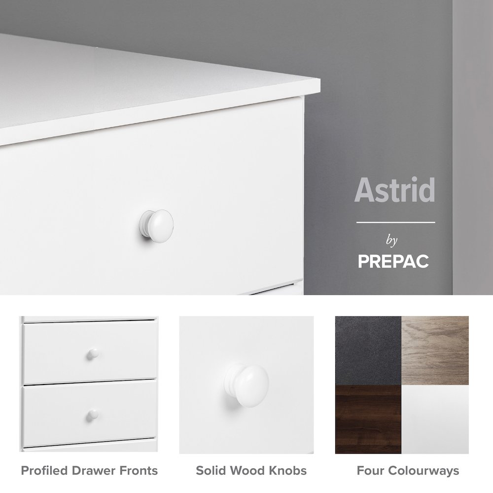 Astrid 6-Drawer Tall Chest, White. Picture 7