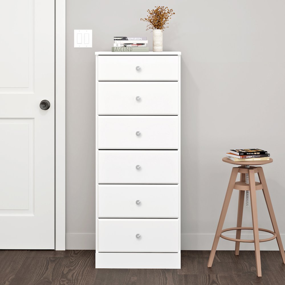 Astrid 6-Drawer Tall Chest, White. Picture 16