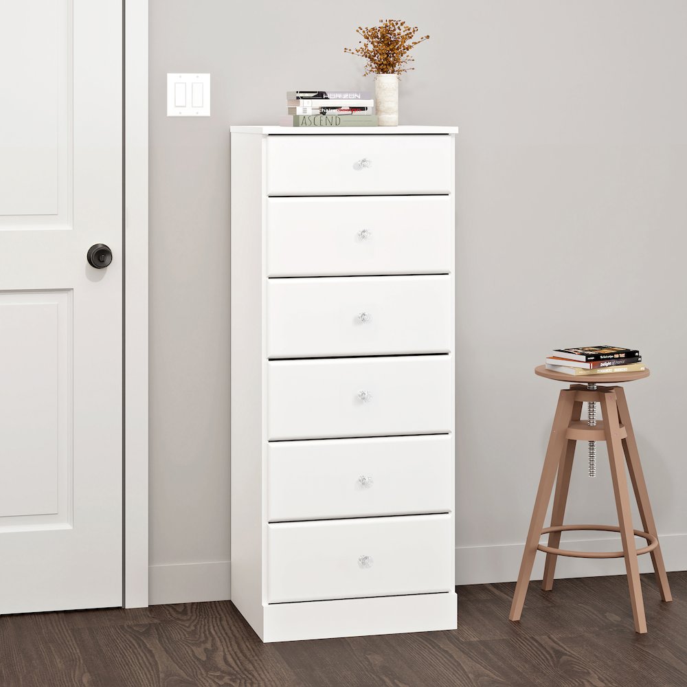 Astrid 6-Drawer Tall Chest, White. Picture 17