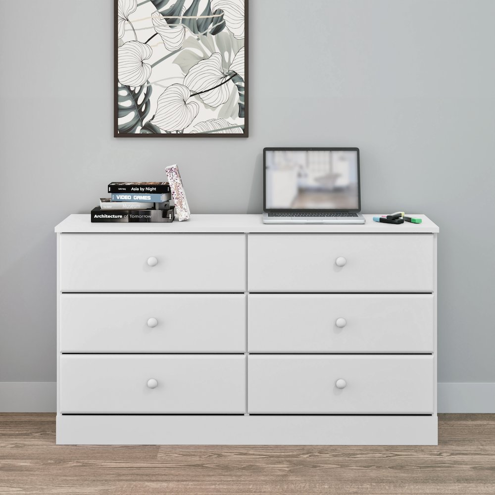 Astrid 6-Drawer Dresser, White. Picture 5