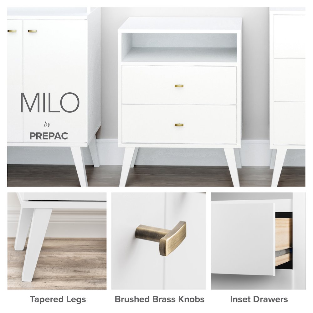 Milo Mid Century Modern  6-drawer Dresser, White. Picture 7