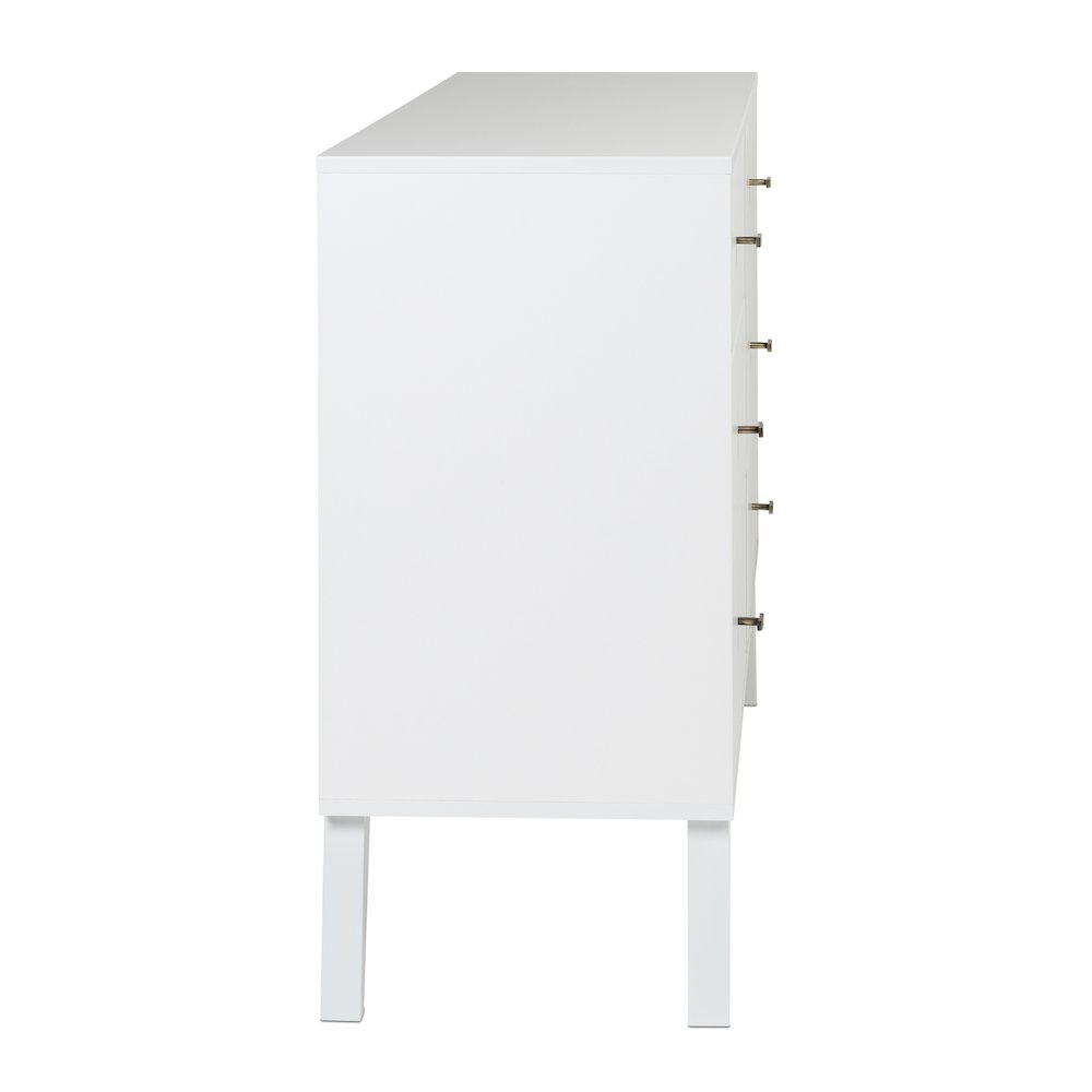 Milo Mid Century Modern  6-drawer Dresser, White. Picture 10