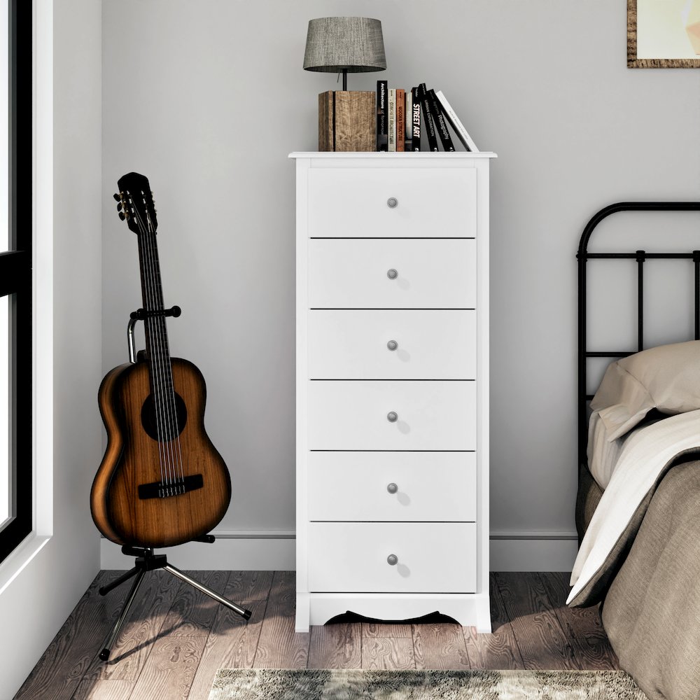 White Monterey Tall 6 Drawer Chest. Picture 6