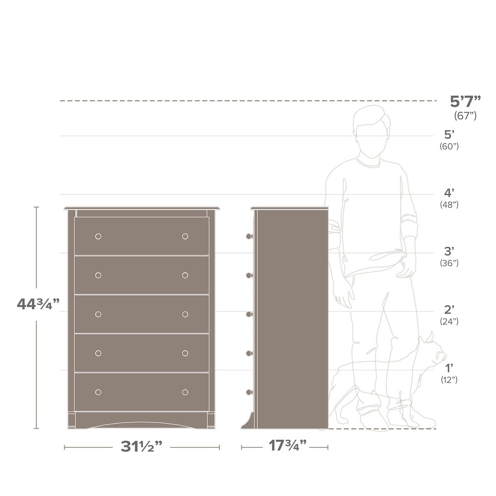 Monterey 5-Drawer Chest, White. Picture 4