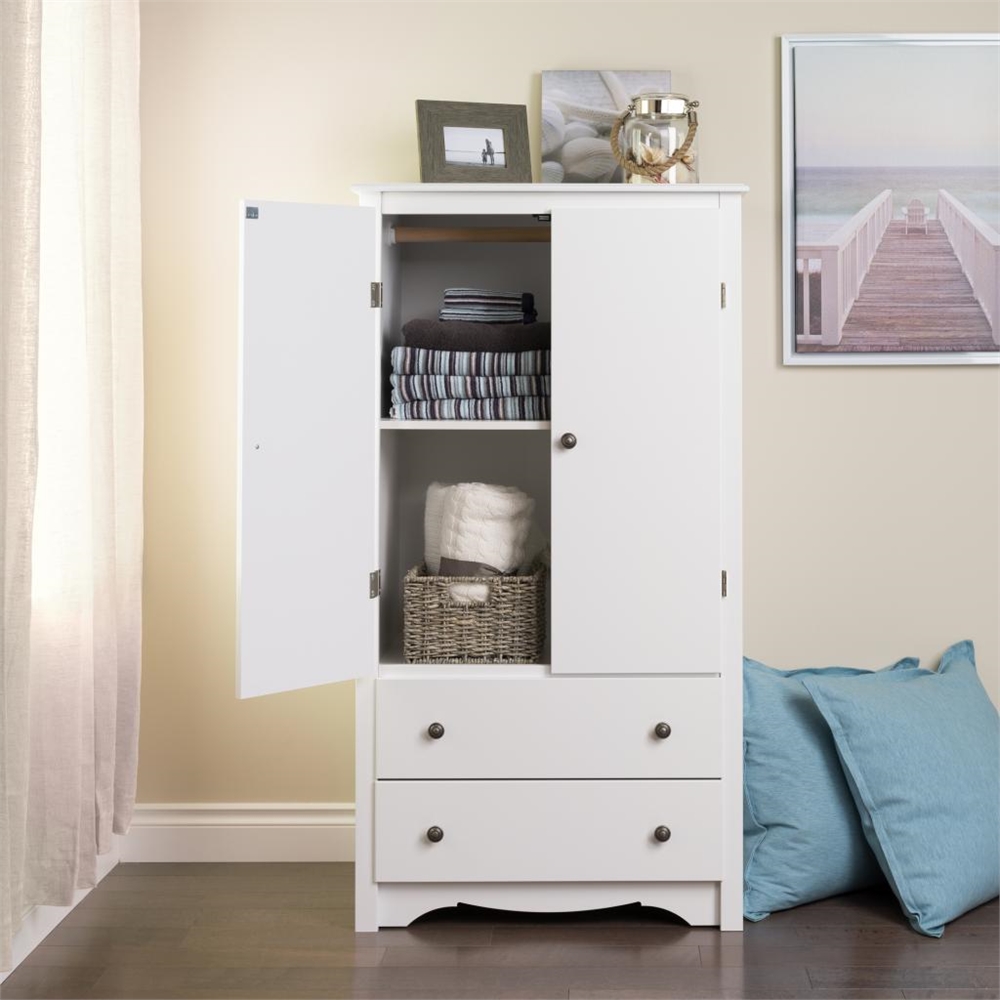 White Monterey 2 Door Armoire. Picture 1