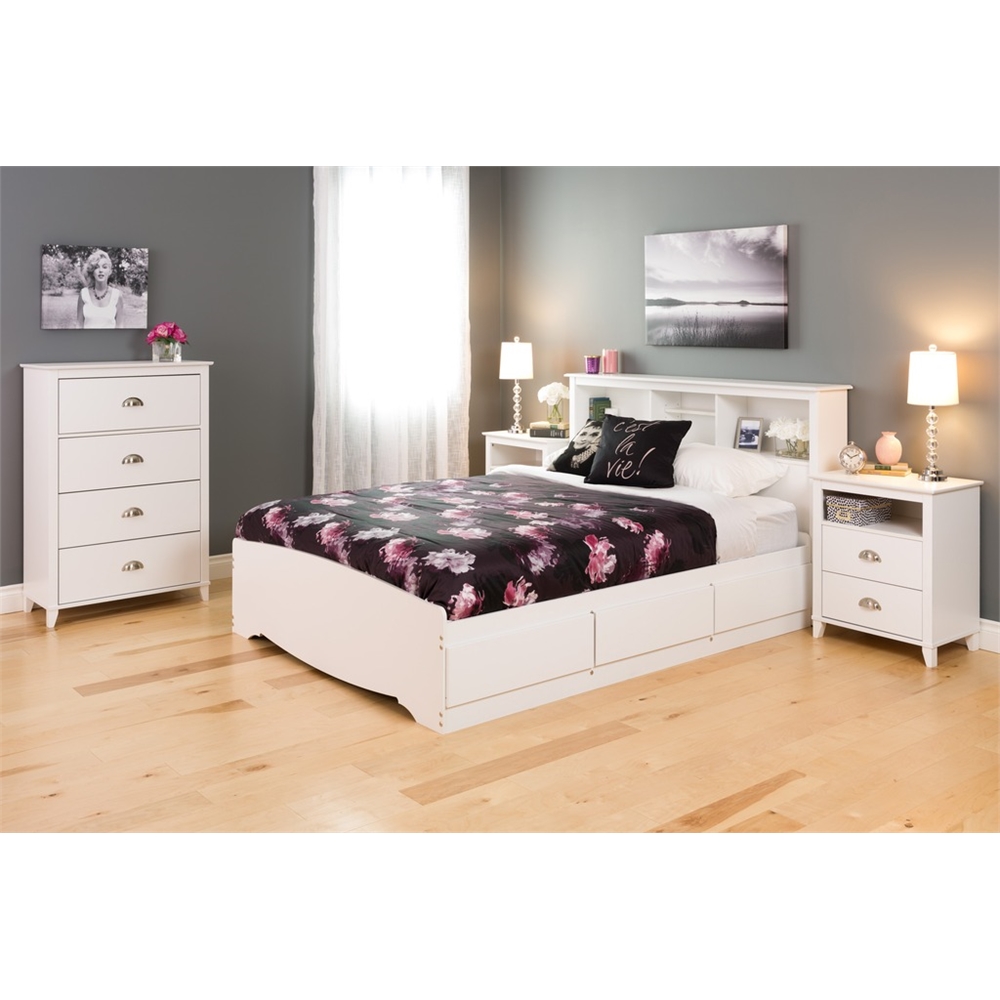 Yaletown 2-Drawer Tall Nightstand, White. Picture 2