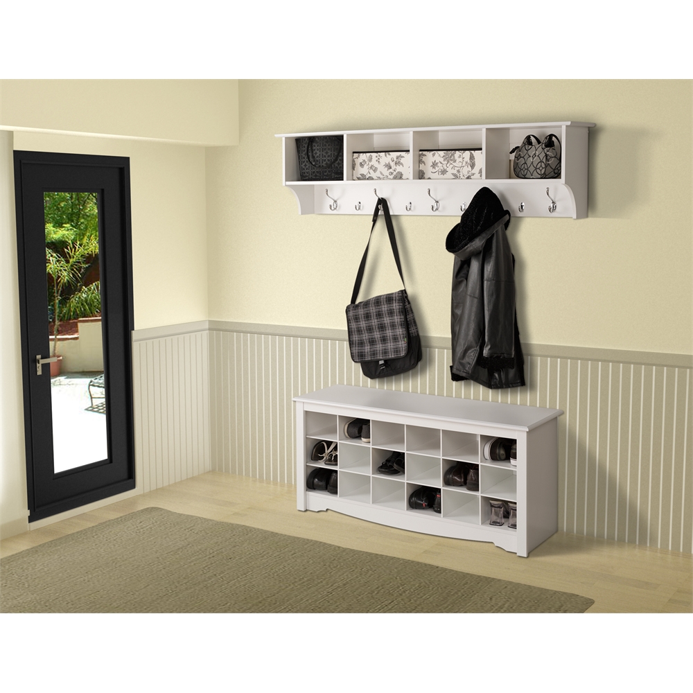White 60" Wide Hanging Entryway Shelf. Picture 2