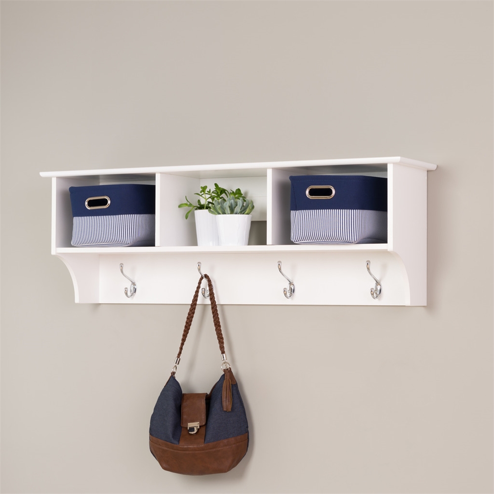 White Entryway Cubbie Shelf. Picture 1