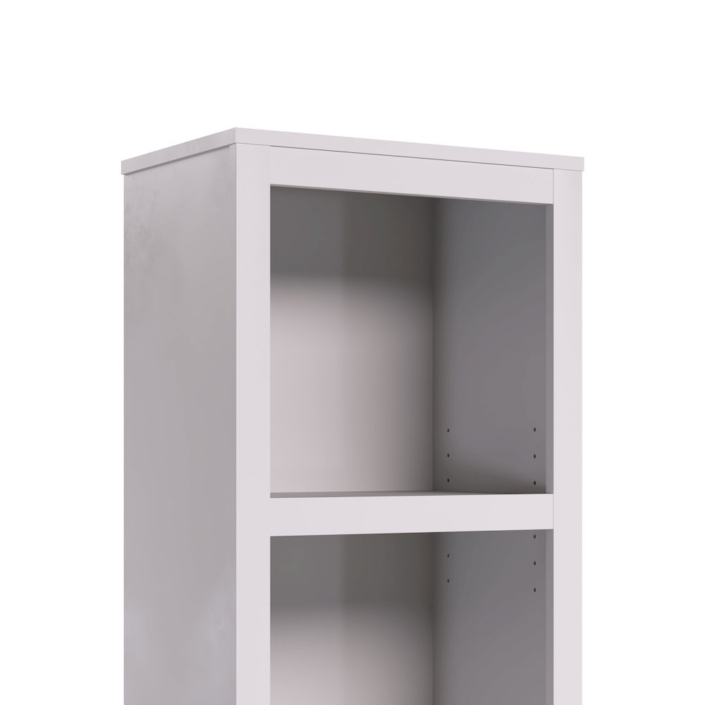 Moda 80" Tall 5-Tier Narrow Bookcase in White with 5 Shelves. Picture 2