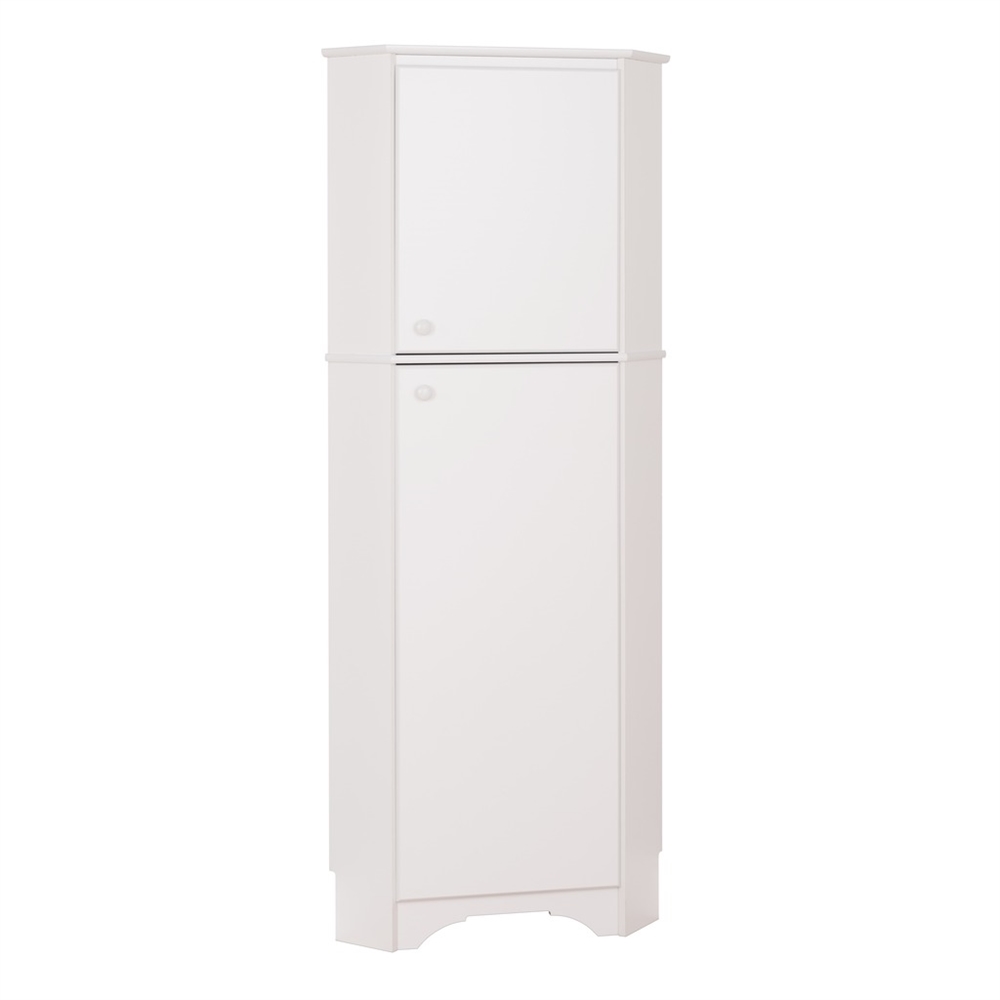 Elite Tall 2-Door Corner Storage Cabinet, White. Picture 1