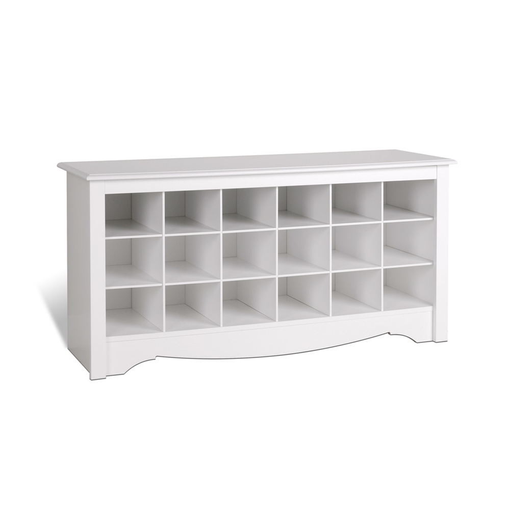 White Shoe Storage Cubbie Bench. Picture 1