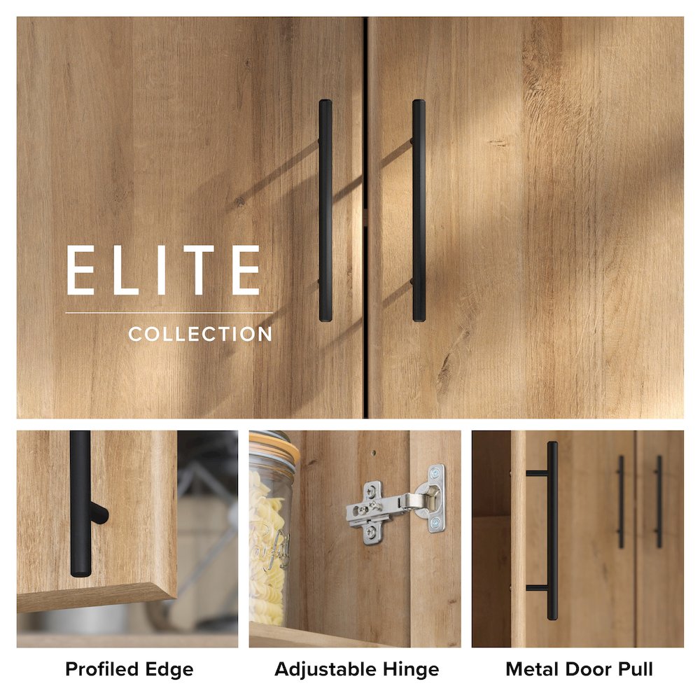 Elite 32 inch Storage Cabinet, 16" D x 32" W x 65" H, Oak. Picture 7