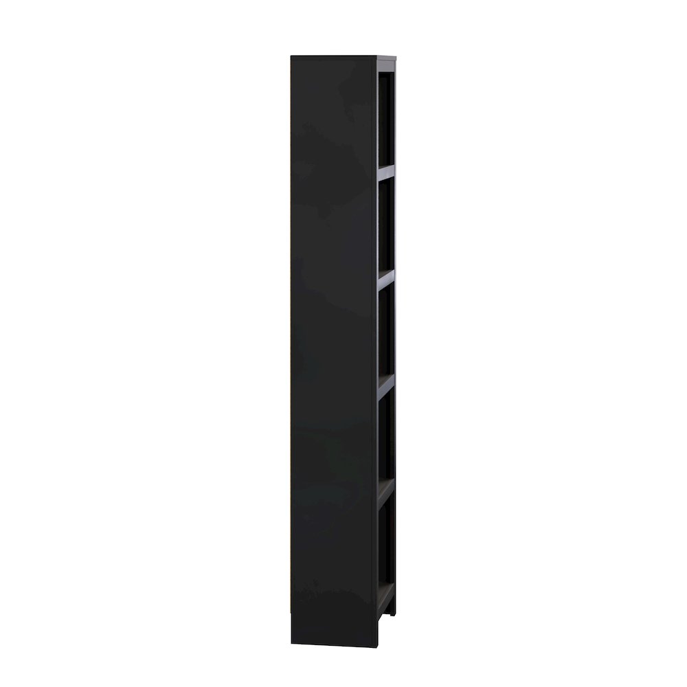 Moda 80" Tall 5-Tier Narrow Bookcase in Black with 5 Shelves. Picture 3