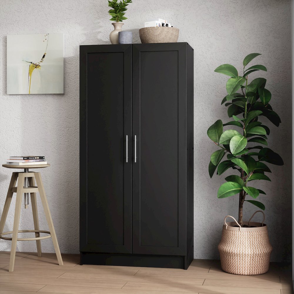Elite Accent Cabinet with Panel Doors, Black Storage Cabinet, Bathroom Cabinet. Picture 5