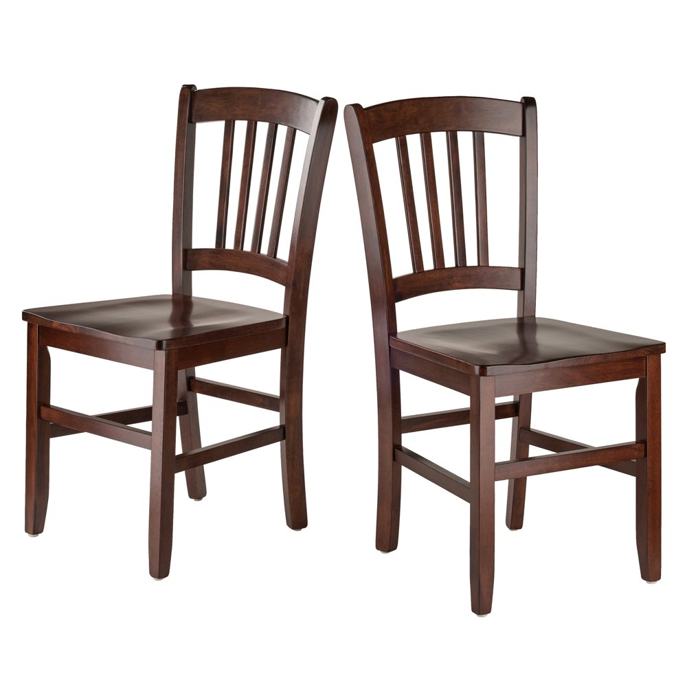 Solid Wood Stacking Dining Chair with Slat Back for Dining Room, Walnut, Set of 2. Picture 2
