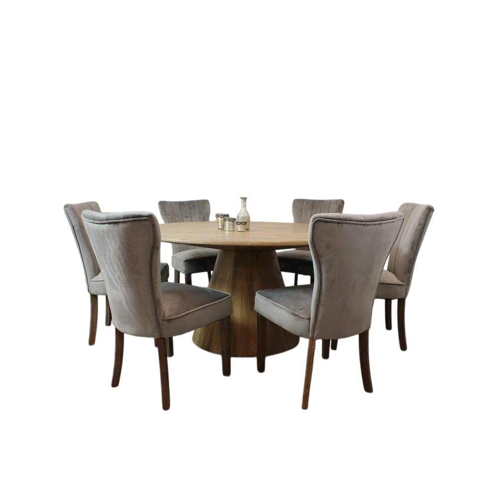Jaden 60" Dining Table with 3 sets of Cleo Side Chairs in Mink. Picture 1
