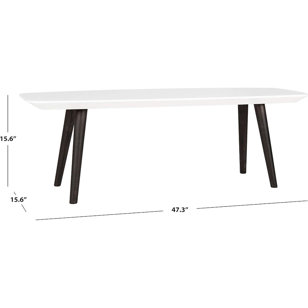 Home Collection Josiah Mid-Century Modern White and Dark Brown Coffee Table. Picture 4