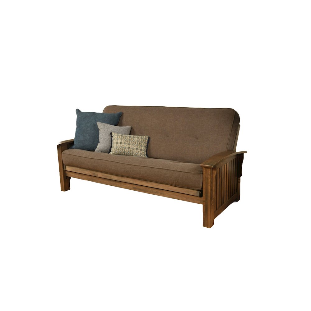 Washington Frame-Rustic Walnut Finish-Linen Cocoa Mattress. Picture 1