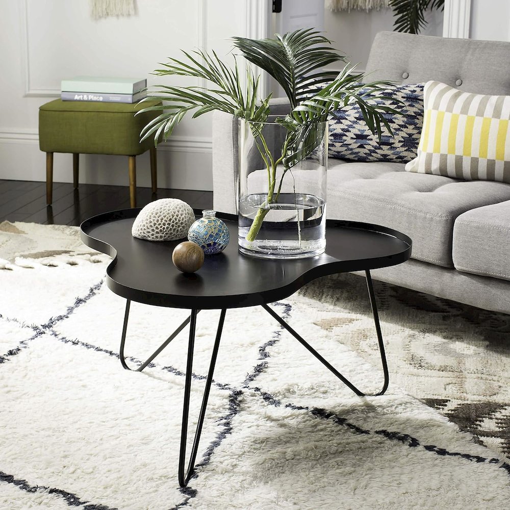 Home Collection Roe White and Black Retro Mid Century Wood Coffee Table. Picture 7