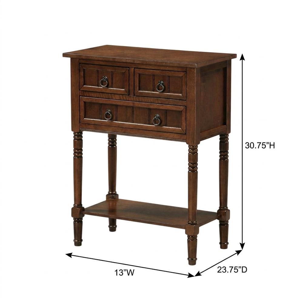 Entryway Hall Table, Espresso, 3 Drawers, 2 Shelves. Picture 7