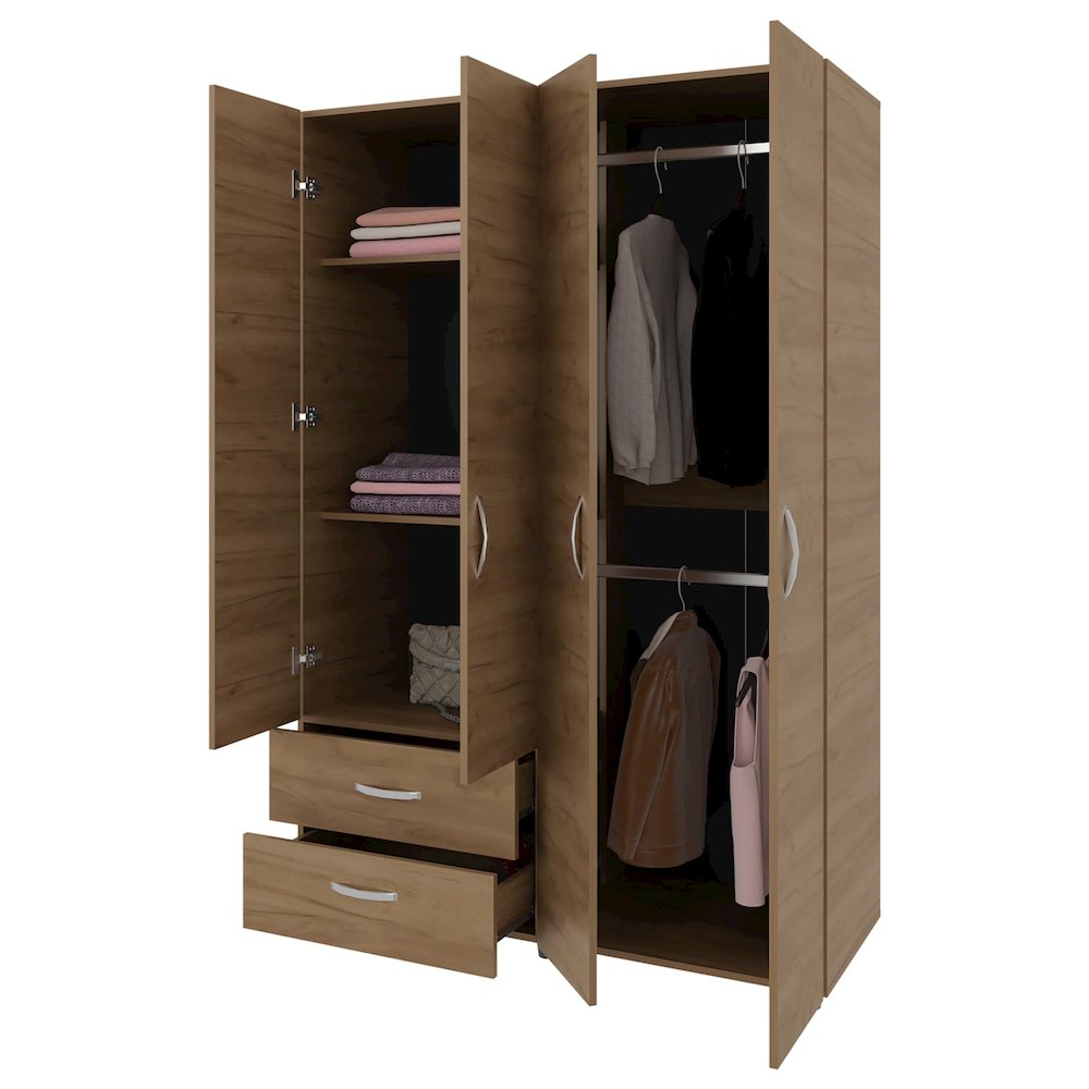 Rye Armoire, 4 Doors, 2 Drawers, 3 Shelves, Natural Oak. Picture 4