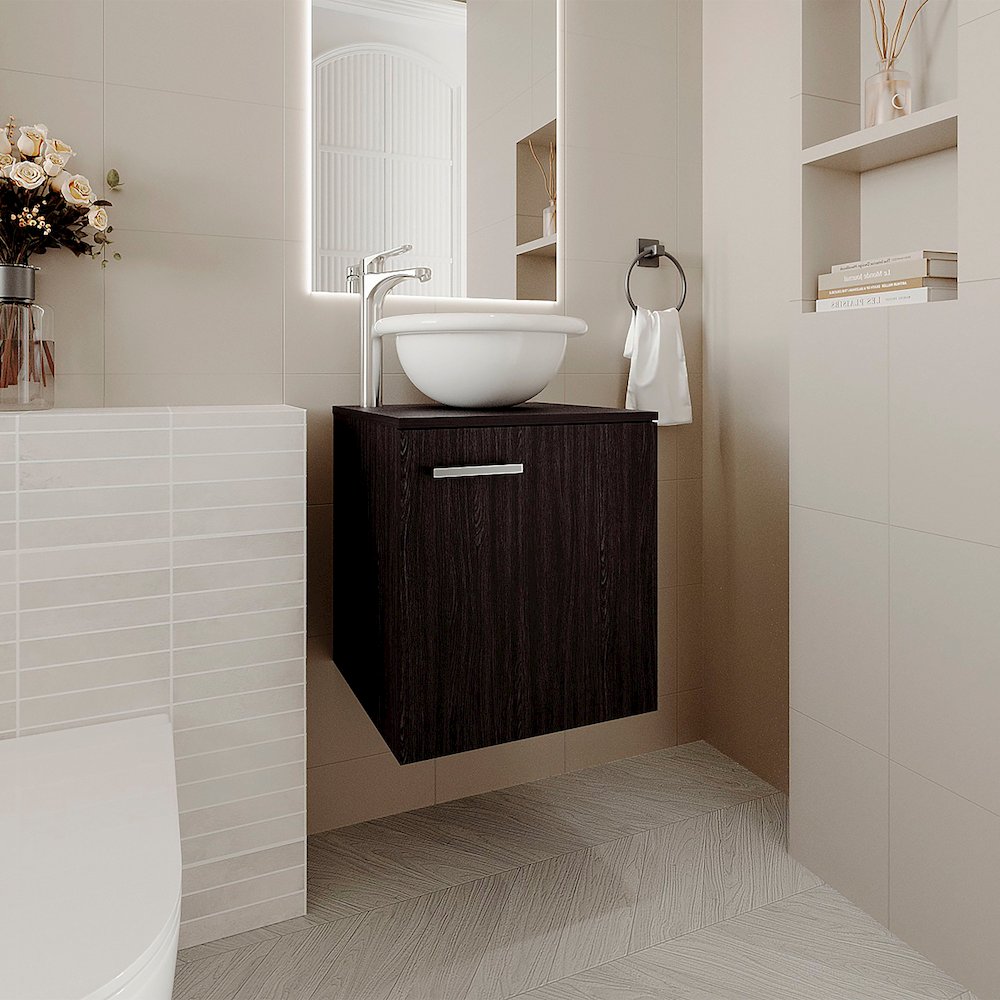 Bellevue Bathroom Vanity, 1 Door, Black Wengue. Picture 4
