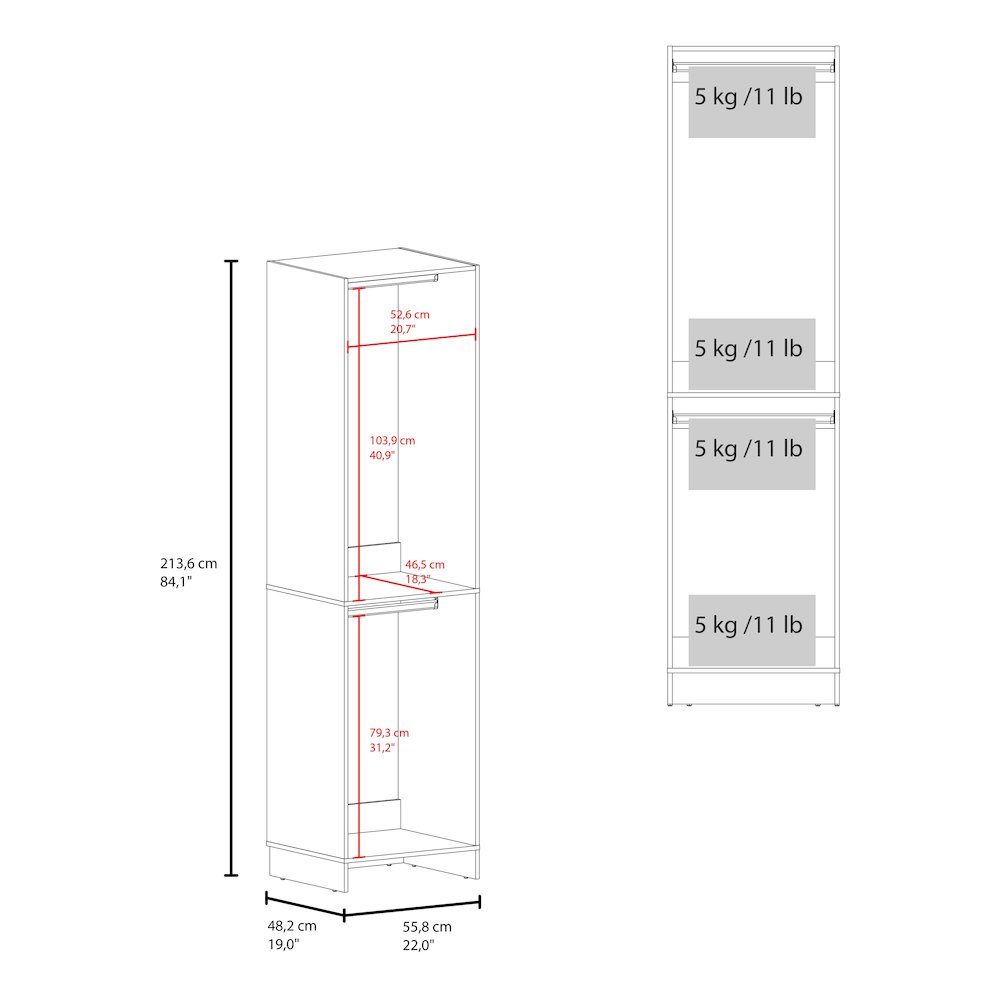 Dover Closet, 2 Shelves, White. Picture 3