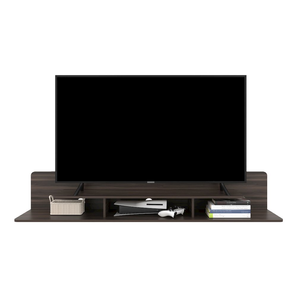 Eudora TV Stand, 2 Shelves, Dark Brown. Picture 2
