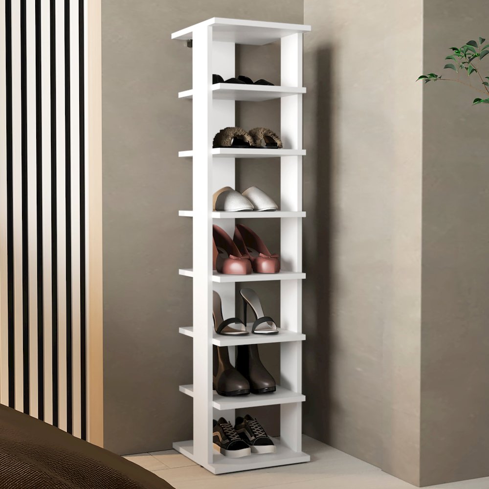 Glacier Shoe Rack, 7 Shelves, White. Picture 4