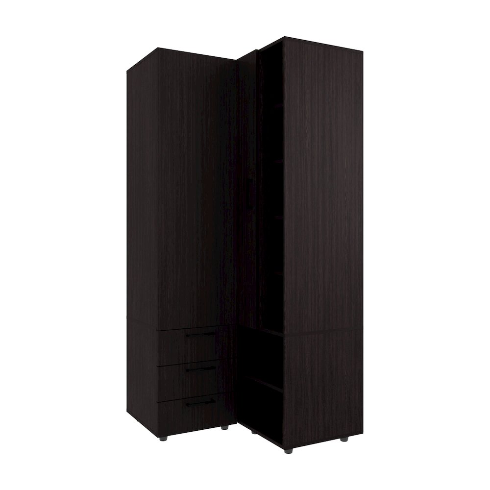 Granger Armoire, 1 Door, 3 Drawers, 7 Shelves, 10 Legs, Black Wengue. Picture 2