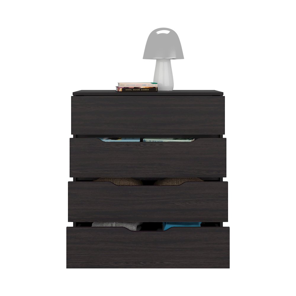 Aralia Drawer Dresser, Four Drawers, Superior Top, Black Wengue. Picture 7