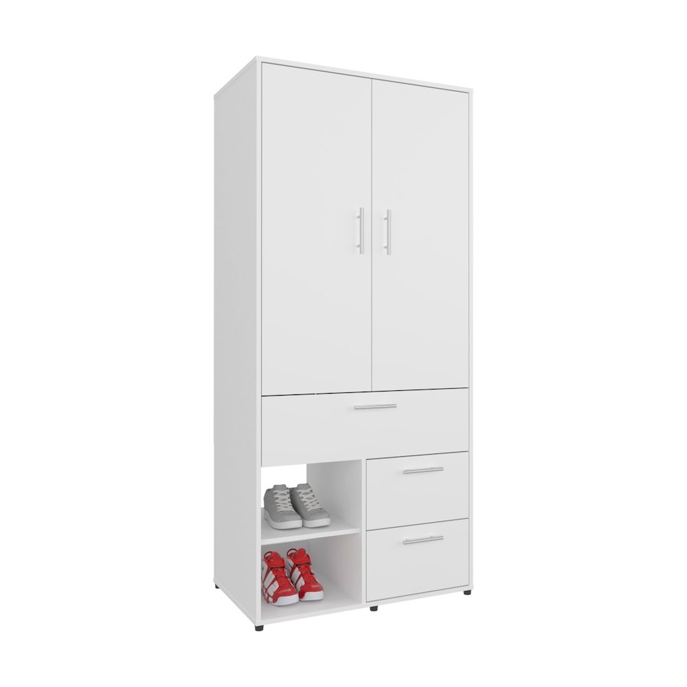 Riverdale Armoire, 2 Doors, 3 Drawers, 2 Shelves, 6 Legs, White. Picture 2