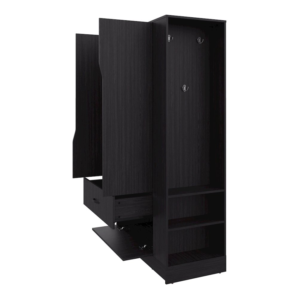 Melvern Armoire, 3 Doors, 1 Drawer, 4 shelves, Black Wengue. Picture 4