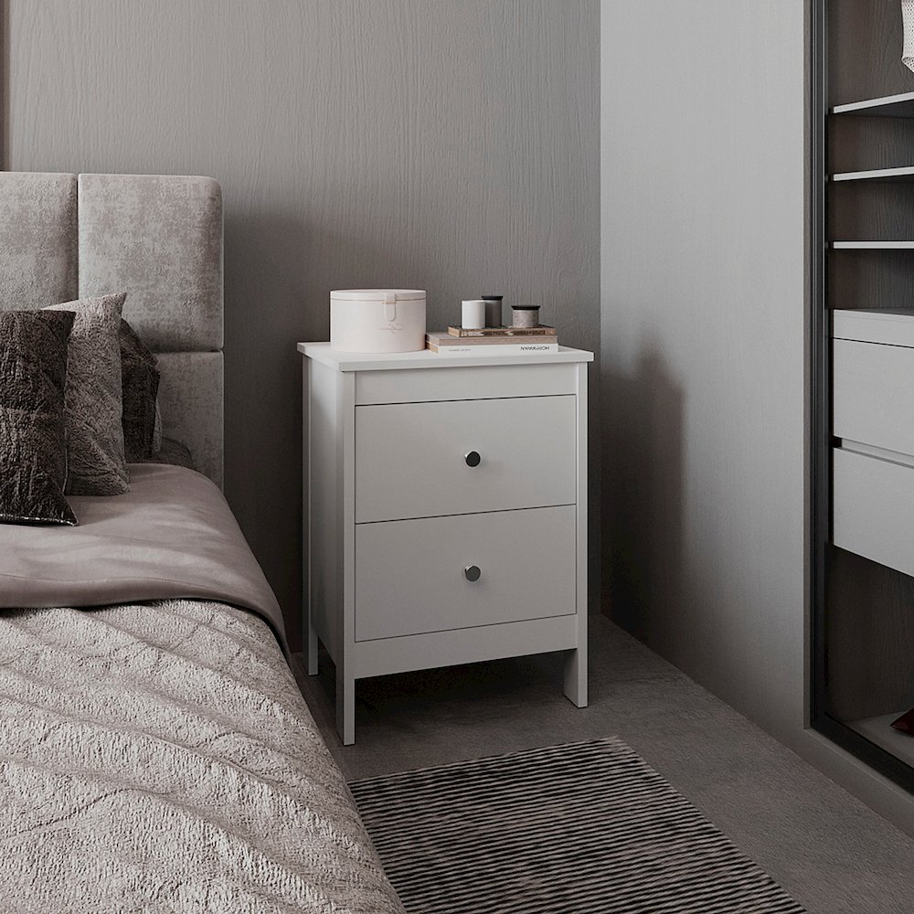 Norge Nightstand, 2 Drawers, White. Picture 7