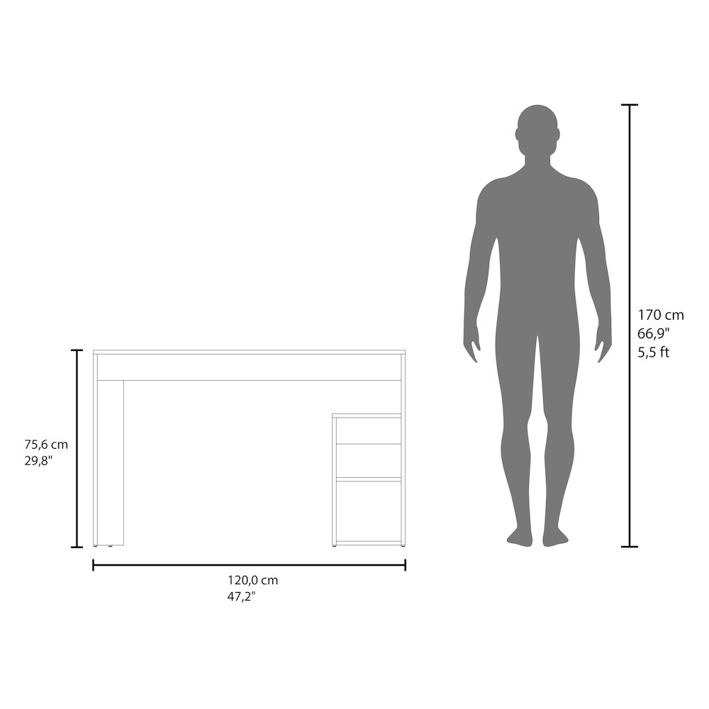 Benson Desk, 3 Shelves, White. Picture 5