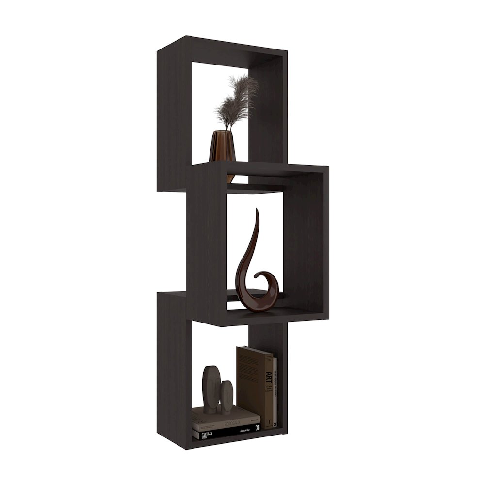 Olean Wall Shelf, 3 Shelves, Black Wengue. Picture 6