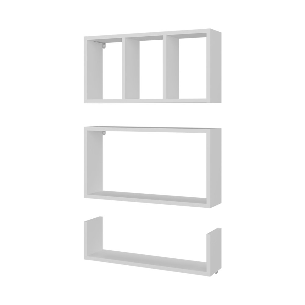 Dennard Wall Shelves, 3 Shelves, White. Picture 1