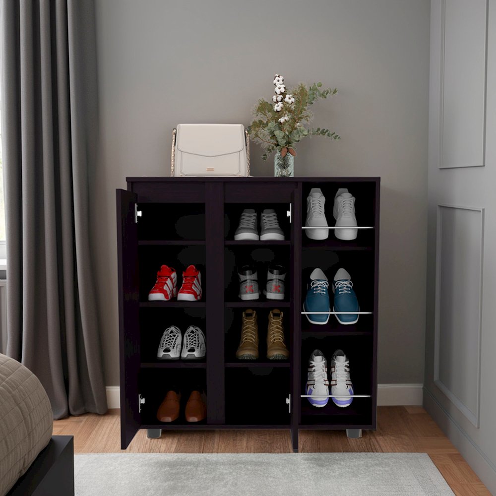 Flippin Shoe Rack, 2 Doors, 7 Shelves, Black Wengue. Picture 5