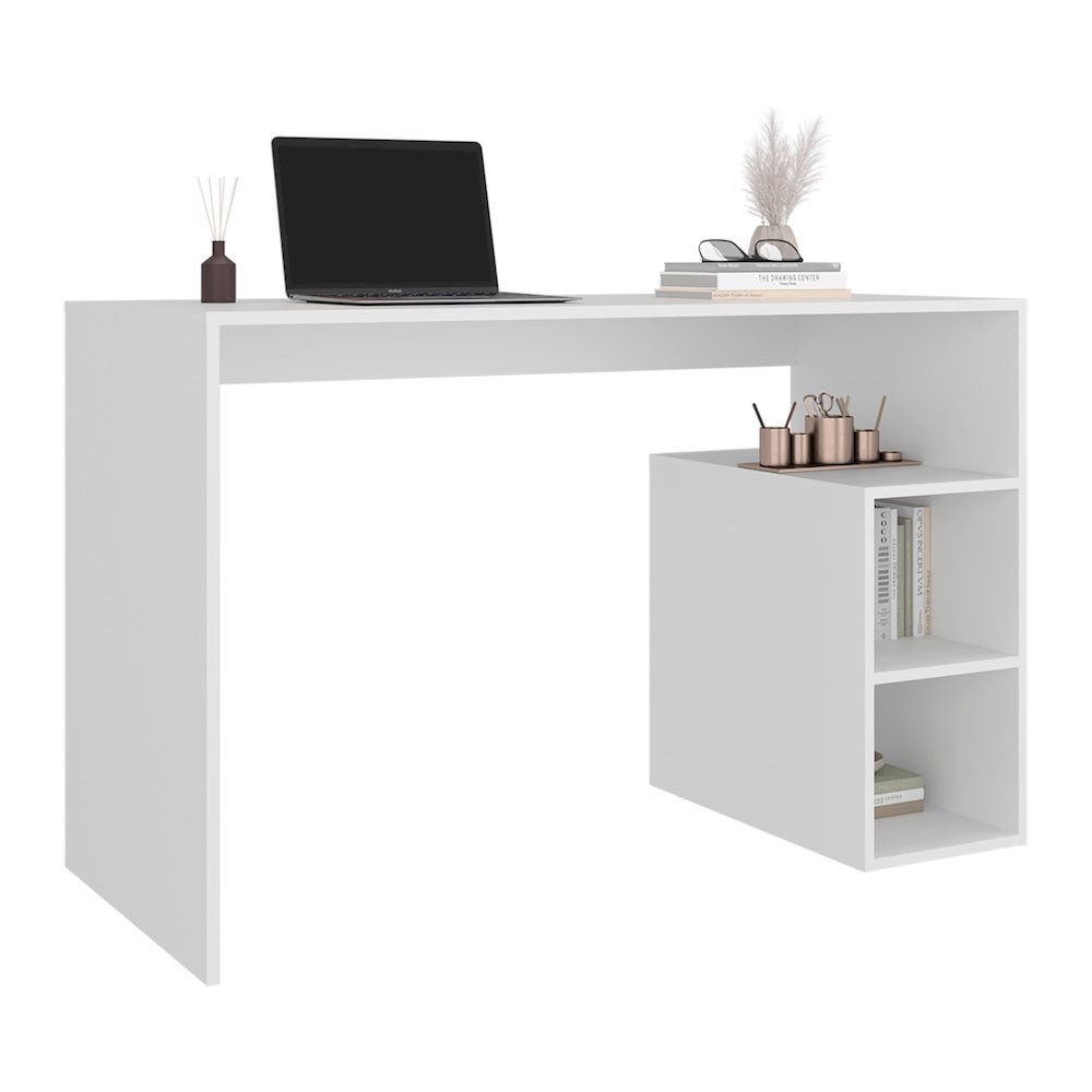 Benson Desk, 3 Shelves, White. Picture 6