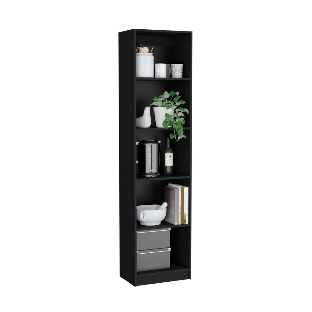 Vinton XS Bookcase Compact Bookshelf with Multiple Shelves, Black. Picture 4