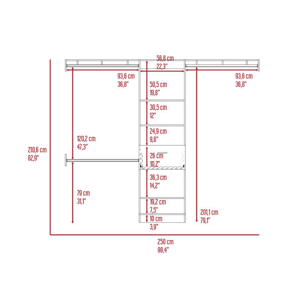 DEPOT E-SHOP Brisk Closet System, One Drawer, Three Metal Rods, Five Open Shelves-Black, For Bedroom. Picture 5