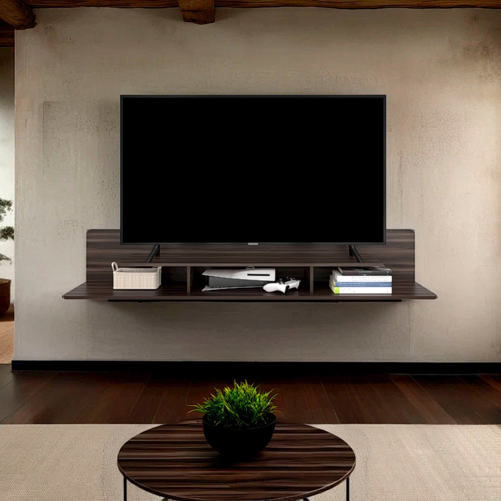 Eudora TV Stand, 2 Shelves, Dark Brown. Picture 4