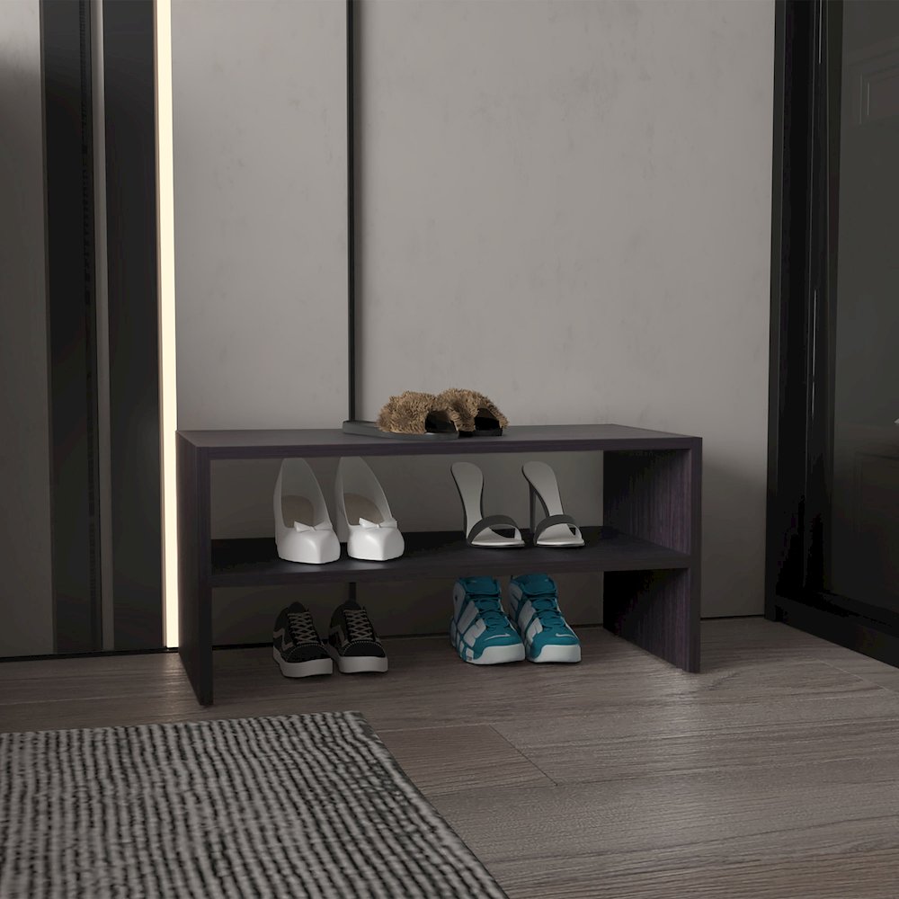 Landis Shoe Organizer, 2 Shelves, Black Wengue. Picture 4