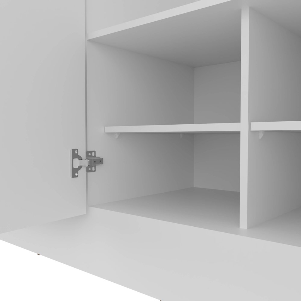 Gangi 160 Armoire, 4-door wardrobe , Two Mirrors, Metal Hardware, White. Picture 2